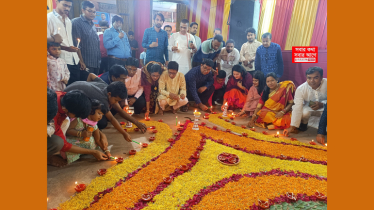 নিতাইগঞ্জ সার্বজনীন পূজা মন্ডপে প্রদীপ জ্বালিয়ে দীপাবলী উদযাপন