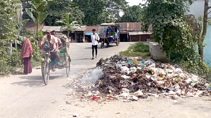 ২১ নং ওয়ার্ডের এনায়েত নগরে ময়লার ভাগাড়ে পরিবেশ দূষণ  