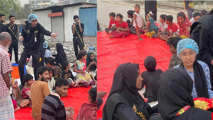 চাষাঢ়া রেল স্টেশনে সুবিধাবঞ্চিত ও পথচারীদের নিয়ে ‘মুক্ত ইফতার’