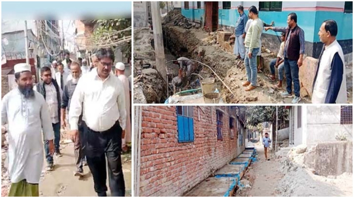 সিদ্ধিরগঞ্জের আলামিন নগরে রাস্তা নির্মাণ কাজ যে কারণে বন্ধ