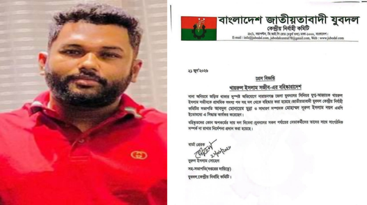 খায়রুল ইসলাম সজীবকে যুবদল থেকে বহিষ্কার