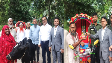 রূপগঞ্জ দুই অসহায়ের মাঝে অটোরিকশা ও গরু বিতরণ