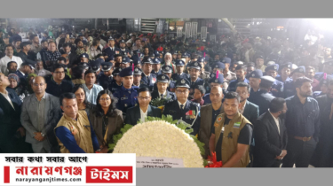 নারায়ণগঞ্জে প্রথম প্রহরে ভাষা শহীদদের প্রতি শ্রদ্ধা নিবেদন