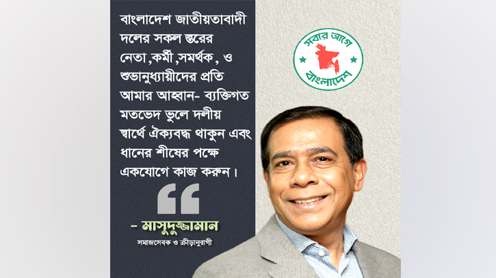 দলীয় স্বার্থে ঐক্য থাকুন, ধানের শীষের পক্ষে কাজ করুন : মাসুদুজ্জামান